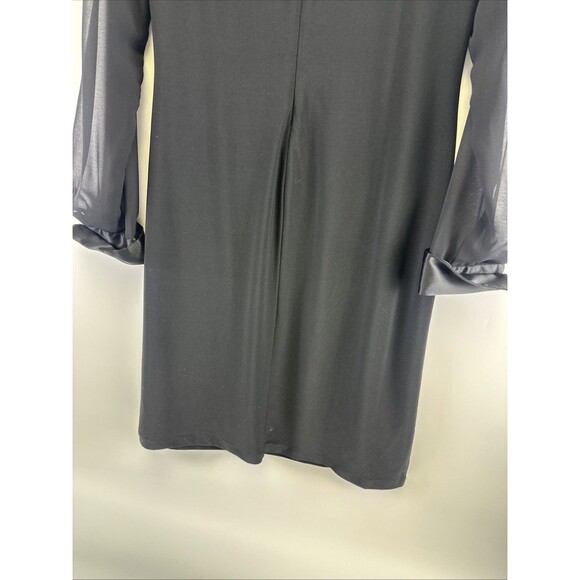 Lauren Ralph Lauren Dress Chiffon Silk Long Sleeves Knee Ruched Cuffs Womens 12 - Picture 8 of 15